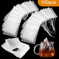100PCS Non-woven Tea Bags Disposable Teabags With Drawstring Sealing Coffee Spice Tea Filter Paper Infuser Kitchen Teaware〔Nest〕