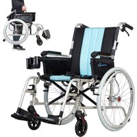 5,9 kg leichter Faltrollstuhl mit ergonomischer Rückenlehne, Sitzfläche 50 cm, Rollstuhl für Ältere und Behinderte, selbstfahrender Magnesium-Rollstuhl mit Reisetasche, 2-in-1-Halterung, Silber