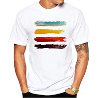 2026 summer new men's fashionable casual round neck short sleeved T-shirt, colorful brush stripe pattern T-shirt, suitable for s