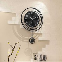 Wall Clock with Pendulum Battery Operated Decorative Silent Non Ticking Quartz Movement Suitable for Kitchen and Living Room