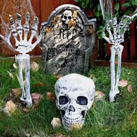 Halloween Decorations Home Decor Skeleton Head Outdoor Scary Props Realistic Skull Hands Yard Prank Festivals Party Supplies