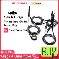 FishTrip Single Foot Rod Guides Repair Kit 8~16Pcs High Quality Stainless Steel Frame Ceramic Ring for Rod Building Replacement