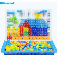296pcs Mushroom Nail 3D Puzzle Blocks Kids Montessori Games Color Cognition Intellectual Educational Toys for Children Gifts