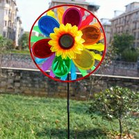 1 PC Double-layer disc with sequins sunflower windmill creative Wind Spinner Lawn Pinwheel Colorful Garden Windmill for Garden