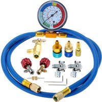 R12 R22 AC Refrigerant Recharge Hose with Gauge and BPV31 Bullet Piercing Tap Valve,Can Tap,R134a R1234yf Low Side Quick Coupler