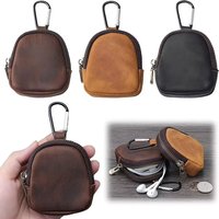 Genuine leather Coin Purse Retro Small Zipper Pouch for Coins Earphones Accessories 4 Colors,full grain cow leather