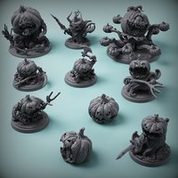 10 miniature models of pumpkin monsters for Halloween, resin miniature models for tabletop role-playing games, Halloween gifts