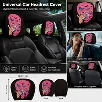 Universal Car Headrest Cover Pink Butterfly Mask Print Stretch Seat Protector for Car SUV Interior Decor 28x26cm Accessories
