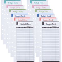Set of 12 Expense Tracker Budget Sheets Money Organizer for Cash Ledger Book Double-sided Writing Use with Cash Envelope