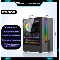 Power Train ES500 ATX RGB light strip panel glass side transparent M-ATX ITX PC case Desktop computer case gabinete gamer
