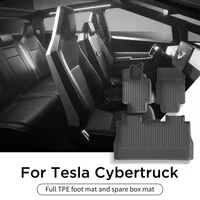 Floor Mats for Tesla Cybertruck 2024 2025 2026 TPE Wear-resistant Foot Pad Rear Trunk Protective Pad Car Accessories Black