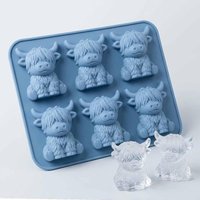 Silicone Highland Cattle Casting Moulds Soft Elasticity Highland Cow Plaster Mould for Chocolate Candy Jelly Homemade Treats