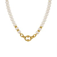 Vnox Vintage Pearl Choker Neckalce For Women Romantic Infinity Stainless Steel Oval Pendent Party Trendy Neck Jewelry Gifts