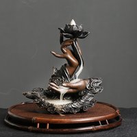 Rückfluss-Räuchergefäß, handgefertigter Lotus-Buddha-Handwasserfall-Räuchergefäß aus Kunstharz für die Entspannung zu Hause, glückliches Feng Shui-Dekor