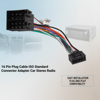 Car Stereo Radio 16 Pin ISO Cable Adapter ABS Universal Male Plug To Female Connector Wiring Harness For Pioneer AEG Audiovox