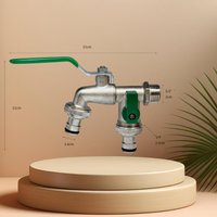 1Pcs Handle Watering Supply Taps Ball Valve Garden Tools Zinc Alloy Water Faucet 1/2'' 3/4'' Outside & Inside Turn On/Off Lever