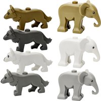 Compatible Animals Building Blocks for Children MOC elephant gray wolf Arctic Wolf beast model bricks kids DIY Toys