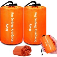 1/2pcs Emergency Sleeping Bag Survival Bag, Portable Waterproof Thermal Bivy Sacks Tac Bivvy Bags,Camping Mylar Sleeping Bag