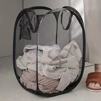 Mesh Pop-up Laundry Basket Foldable Large Capacity Waterproof Collapsible Hamper Dirty Clothes Storage for Home Bedroom Bathroom