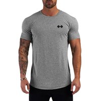 Summer Running T-shirts Cotton Breathable Sports Short Sleeve Clothing Mens Workout Muscle Tees Gym Fitness Bodybuilding Shirts