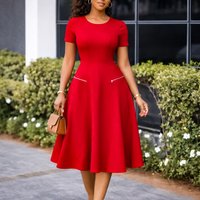 Dress Women Long Dresses A Line Vestidos Y2k Streetwear Round Neck Short Sleeve Elegant Splice Party Night High Waist 2026