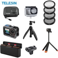 TELESIN for DJI OSMO Action 5 Pro 4 3 Accessories Set Selfie Stick Tripod Protective Frame Case and CPL ND 8 32 64 Filters Kit