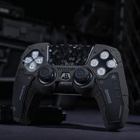 GeekShare Black Controller Skin Set for PS5 Wireless Controller with 2 Thumb Grip Caps and 2 Stickers,PS5 Protective Cover