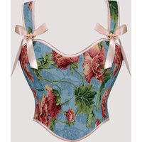 Floral Print corset crop top gothic bustier lace up overbust corselet women lace up boned tummy control sweet elegant