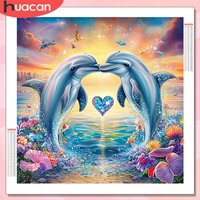 HUACAN Diamond Mosaic New Collection Dolphin Animal Sea Heart Painting Kits 5d Diy Rhinestones Adult Crafts Full Drill