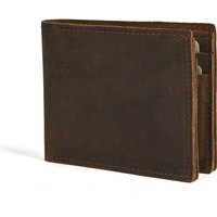 Bifold Wallet 4-Slot Full-Grain Leather Card Holder with RFID Blocking, Horizontal Rustic Men's Wallet for Cash Coins