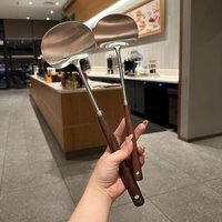 Popular Stainless Steel Mushroom Shovel Imitation Walnut Handle Spatula Stir Fry Spoon Food Grade Household Set Mushroom Shovel