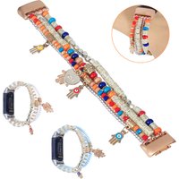 Handmade Beads Bracalet for Fitbit Charge 5 6 Bands Women Elastic Jewels Unique Replacement Strap for Fitbit Charge 3/4 Fashion