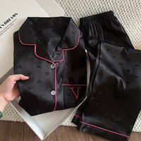New Summer Women's Floral Pajamas Girls Summer Small Fresh Short-Sleeved Trousers Ice Silk Satin Homewear Suit Actual Photos