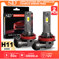 S&D H11 H8 LED Headlamp Bulbs Canbus No Flickering H7 Car High Low Beam Headlight 9005 HB3 9006 HB4 LED Headlamp 30000LM 80W