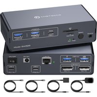 8K USB-C ThunderBolt KVM Switch 4K120Hz 2 Laptops 2 Monitor Type C 12 IN 1 Docking Station 10Gbps USB for Macbook 2PC SD/microSD