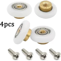 4pcs Shower Room Pulleys Set Bathroom Sliding Glass Door Wheels Nylon Copper Roller 20mm 23mm 25mm 27mm