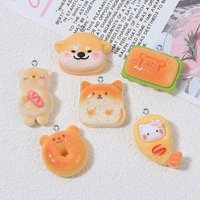 10Pcs Cartoon Dog Toast Bear Resin Charms Pendants For Jewelry Making DIY Earring Necklace Bracelet Decoration Accessories