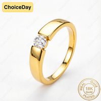 18K Gold Plated Luxurious and Exquisite Single-Prong Zirconia Ring, Stylish Women's Engagement Party Gift Accessory