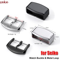 18mm 20mm Stainless Steel Buckle Metal Loop Keeper Black Silver Clasp Replacement Parts for Seiko SKX007 Silicone Watch Strap