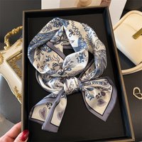 New Women Satin Floral Printed Design Scarf Shawl Fashion Luxury Long Narrow Small Scarves Ladies Headband Headscarf