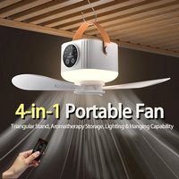 Portable Ceiling Fan Outdoor Camping Tent Ventilator Rechargeable with Remote Control Light Home Electrical Cooling Fans