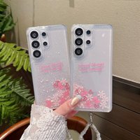 Luxury Glitter Quicksand Bowknot Daisy Case for Samsung Galaxy S26 Ultra S25 Plus S24 Floating Liquid with Lanyard Phone Funda