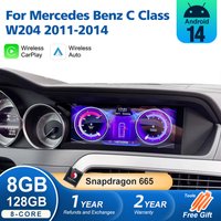 Android 14 Auto Radio Carplay For Mercedes C Class W204 Car Multimed Player Screen BT WIFI SIM Stereo GPS Navi