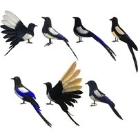 Magpie Simulation Bird Decorative Crafts Feathered Bird Model Bird Figures for House Micro Landscape Outdoor Lawn Home Decor