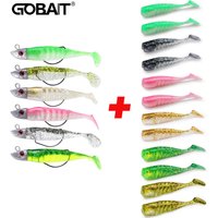 3 PCS Soft Lure with Metal Jig Head Hook 15.5g 10cm 26g 13cm T Tail Worm Sea Bass Fishing Pesca Swimbait Gear Replacement Bait