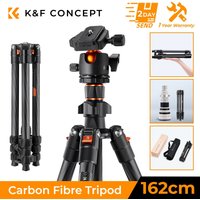 K&F CONCEPT 64 inch/162cm Carbon Fiber Camera Tripod Lightweight Travel Tripod with 36mm Metal Ball Head Quick Release Plate