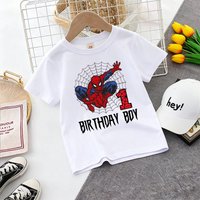 Spiderman Kids T-shirt,Teenager Birthday Number Print, Boy Cotton ShortSleeveTee,SummerSportStreetwear, Party & Game Gift