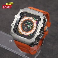Luxury Modification Kit For Apple Watch Ultra 3 49mm Stainless Steel Case For IWatch 9 8 7 6 45mm 44mm Crystal Button Sport Band