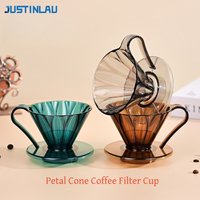 JUSTINLAU Petal Cone Coffee Filter Cup Filter Paper Espresso Coffee Pot Filters Funnel with Handle&Dripper Stand Barista Tools
