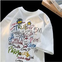 Pure Cotton Short Sleeve T-Shirt Men's Graphic Print Casual Versatile Fashionable UV Protection Clothing Male Female Match